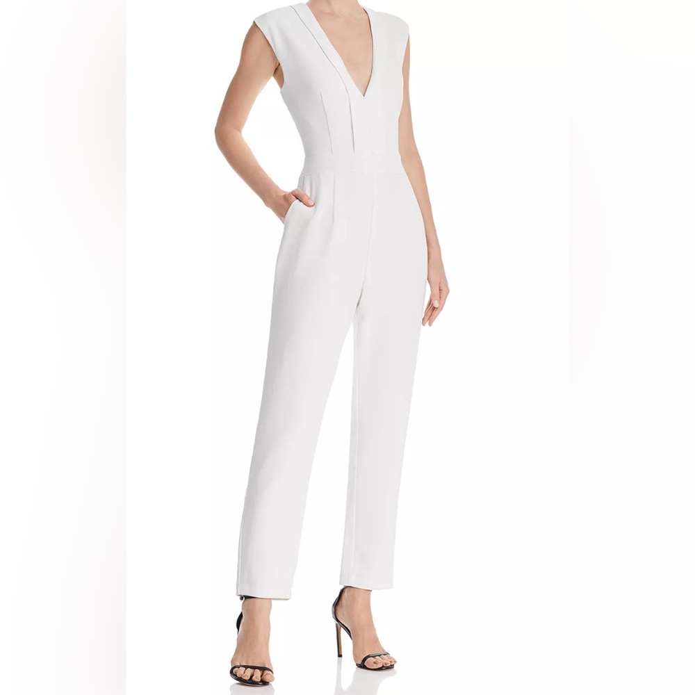 ADELYN RAE Womens Fully Lined Jumpsuit, White, Size S